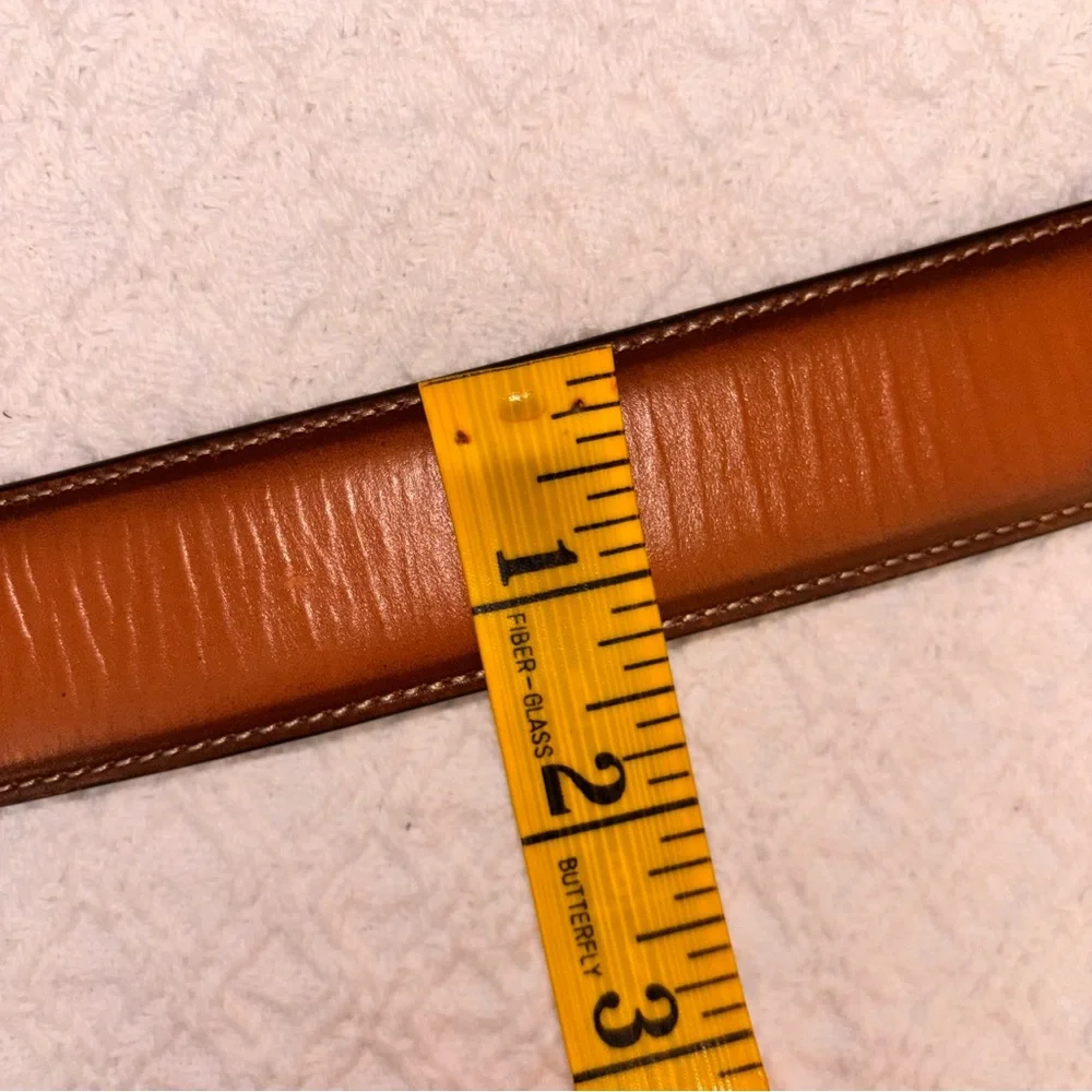 Cremieux Men’s 44 Brown genuine leather cowhide belt silver buckle professional